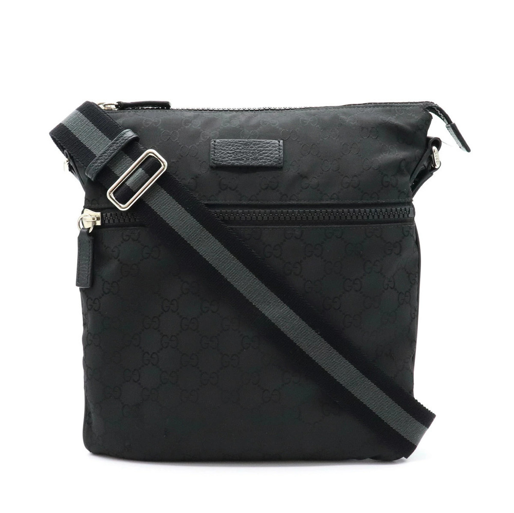 Gucci GG Crossbody Bag Gusset Black Gray